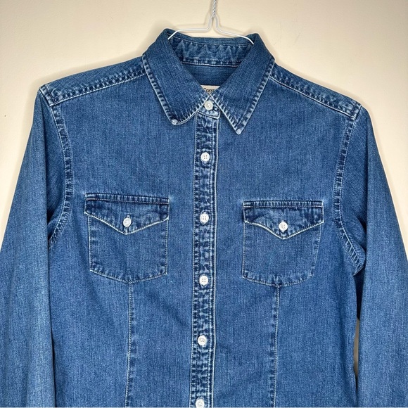 Casual Connection Women’s Denim Button Up Long Sleeves Shirt Medium - Picture 3 of 9
